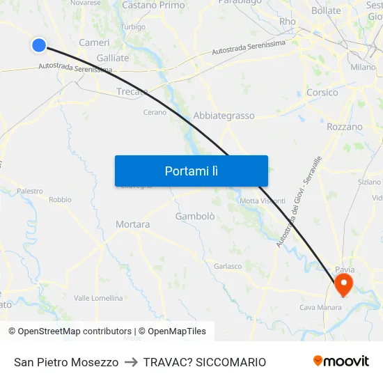 San Pietro Mosezzo to TRAVAC? SICCOMARIO map