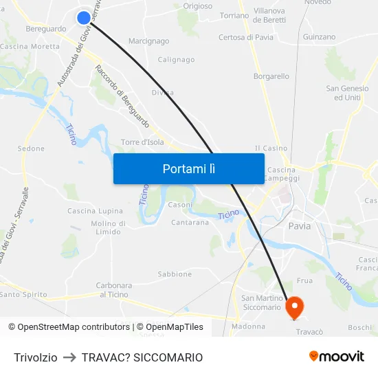 Trivolzio to TRAVAC? SICCOMARIO map