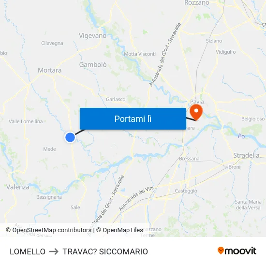 LOMELLO to TRAVAC? SICCOMARIO map