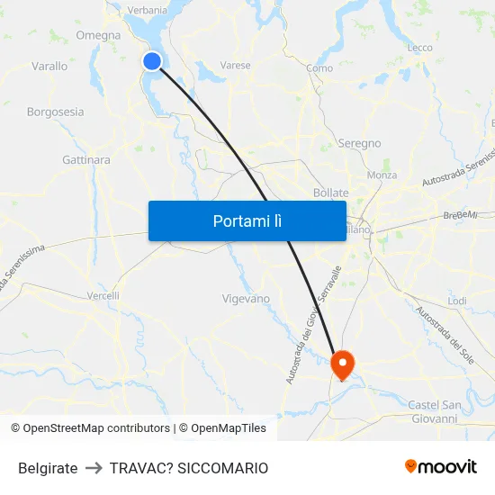 Belgirate to TRAVAC? SICCOMARIO map