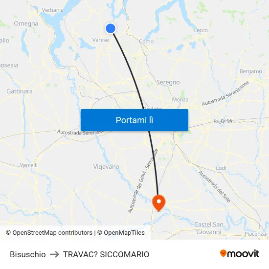 Bisuschio to TRAVAC? SICCOMARIO map