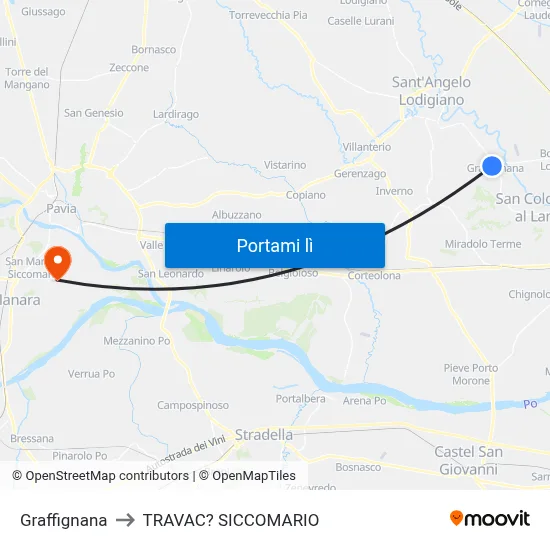 Graffignana to TRAVAC? SICCOMARIO map