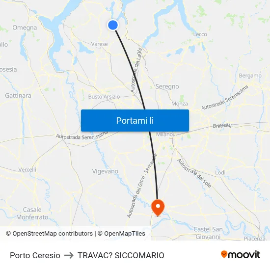 Porto Ceresio to TRAVAC? SICCOMARIO map