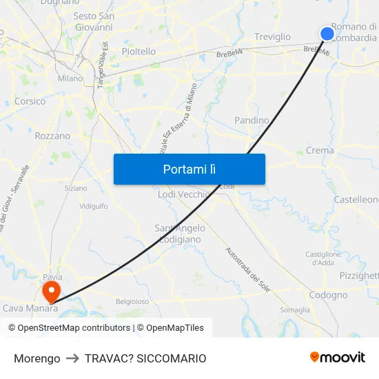 Morengo to TRAVAC? SICCOMARIO map