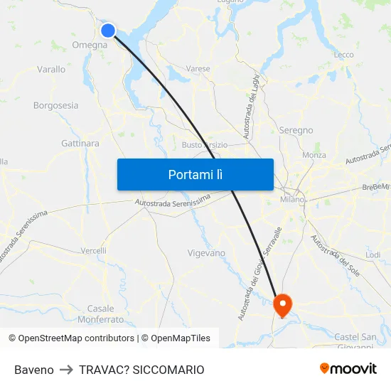 Baveno to TRAVAC? SICCOMARIO map