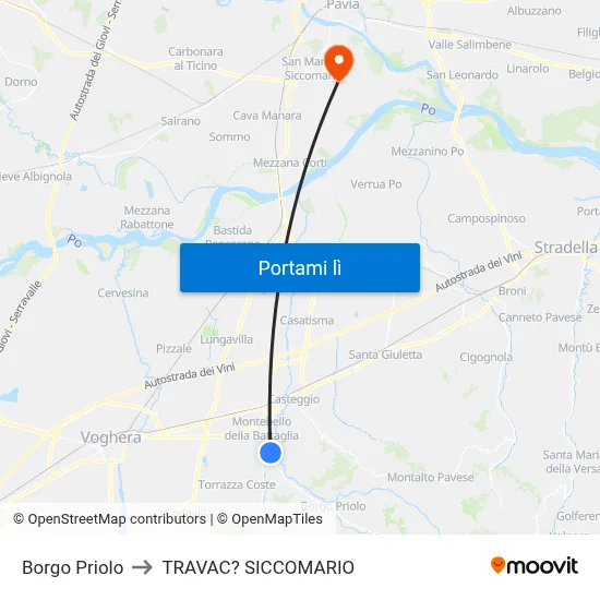 Borgo Priolo to TRAVAC? SICCOMARIO map