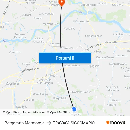 Borgoratto Mormorolo to TRAVAC? SICCOMARIO map