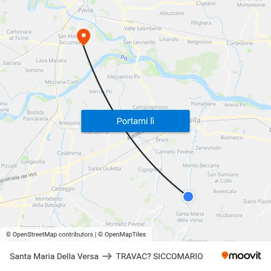 Santa Maria Della Versa to TRAVAC? SICCOMARIO map