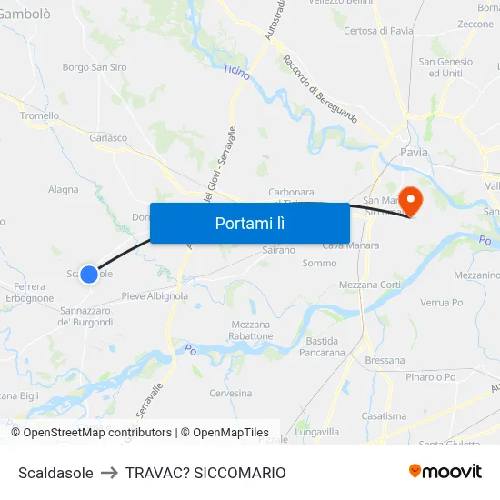Scaldasole to TRAVAC? SICCOMARIO map