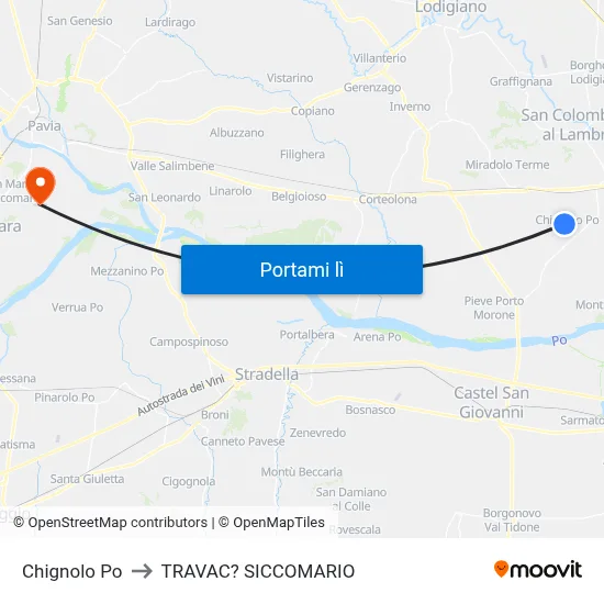 Chignolo Po to TRAVAC? SICCOMARIO map