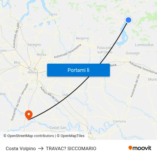 Costa Volpino to TRAVAC? SICCOMARIO map