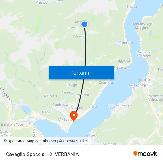 Cavaglio-Spoccia to VERBANIA map