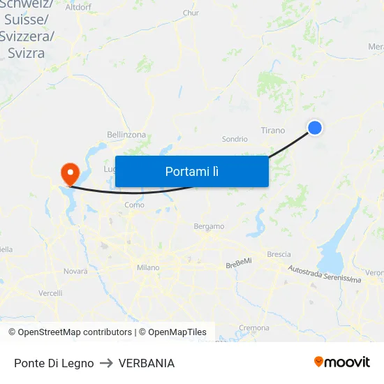 Ponte Di Legno to VERBANIA map