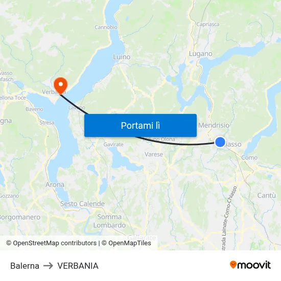 Balerna to VERBANIA map