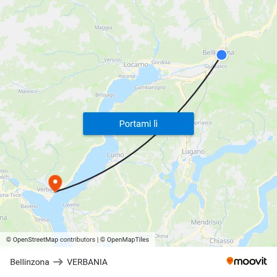 Bellinzona to VERBANIA map