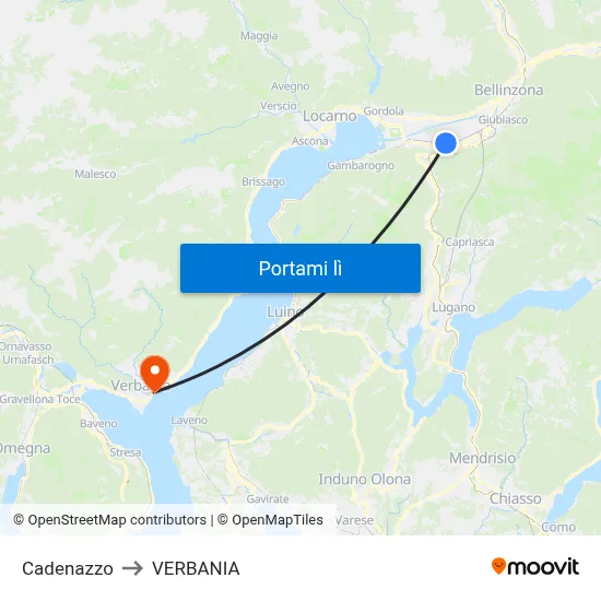 Cadenazzo to VERBANIA map