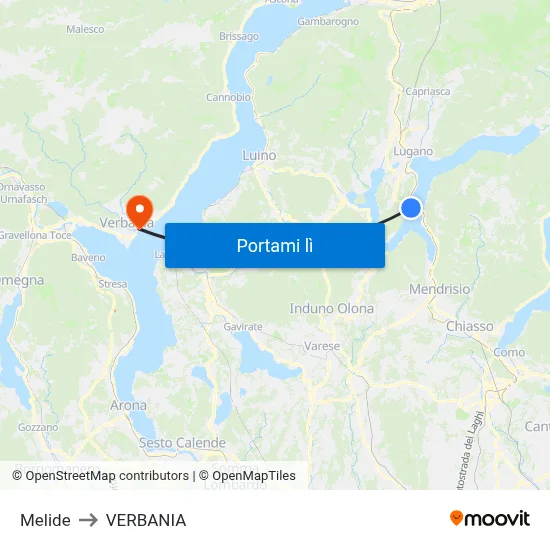 Melide to VERBANIA map