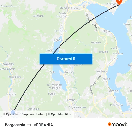 Borgosesia to VERBANIA map