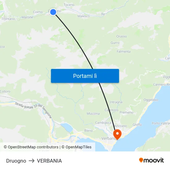 Druogno to VERBANIA map