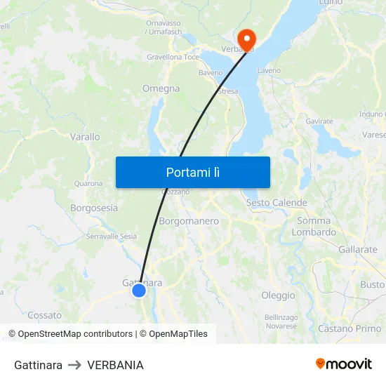 Gattinara to VERBANIA map