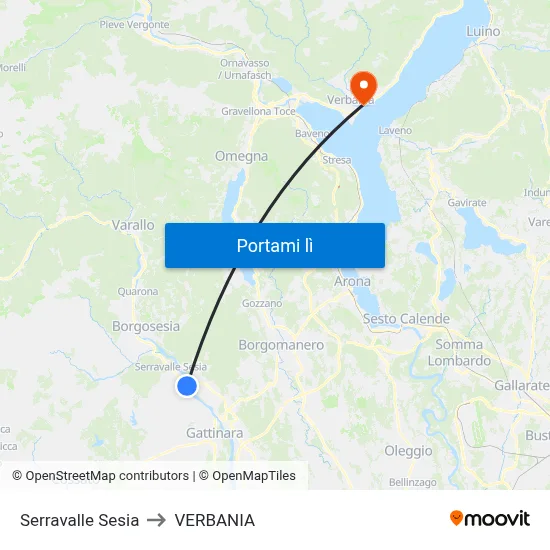 Serravalle Sesia to VERBANIA map