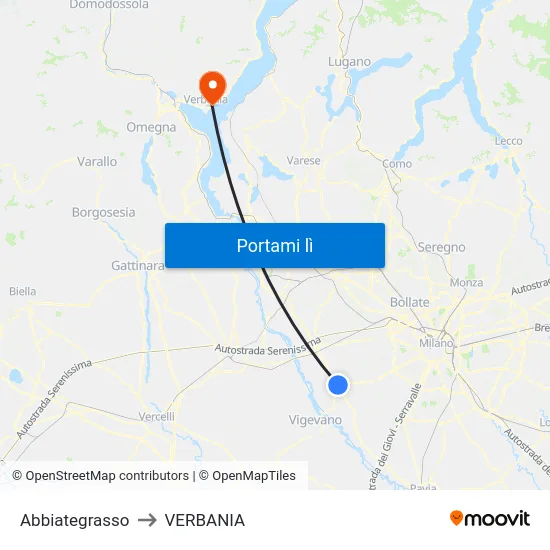 Abbiategrasso to VERBANIA map