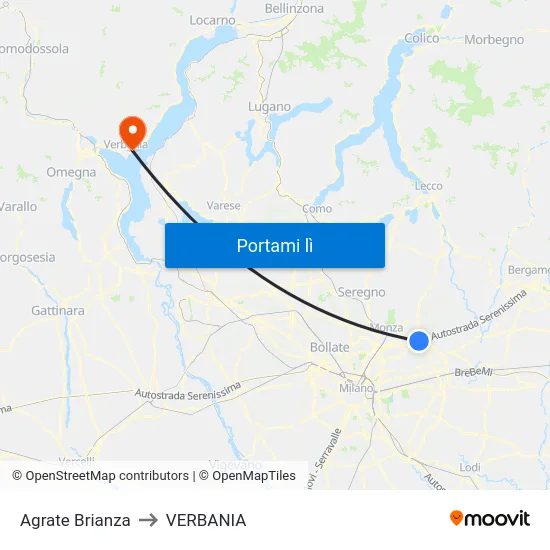 Agrate Brianza to VERBANIA map