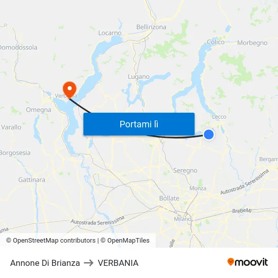Annone Di Brianza to VERBANIA map