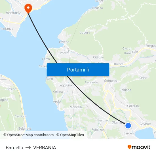 Bardello to VERBANIA map