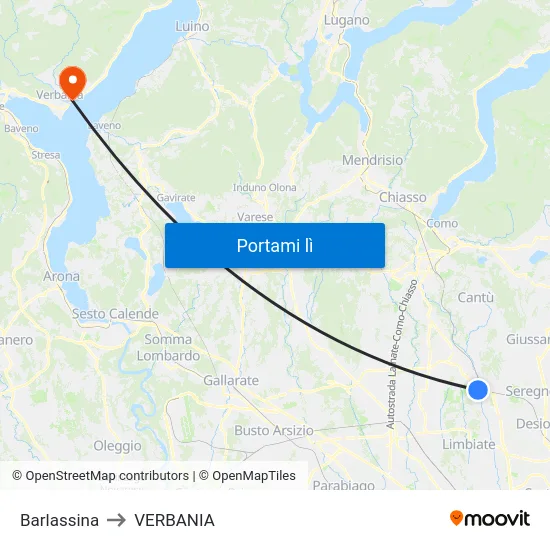 Barlassina to VERBANIA map