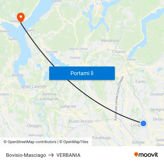 Bovisio-Masciago to VERBANIA map