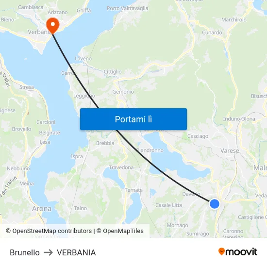 Brunello to VERBANIA map