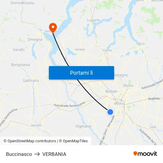 Buccinasco to VERBANIA map