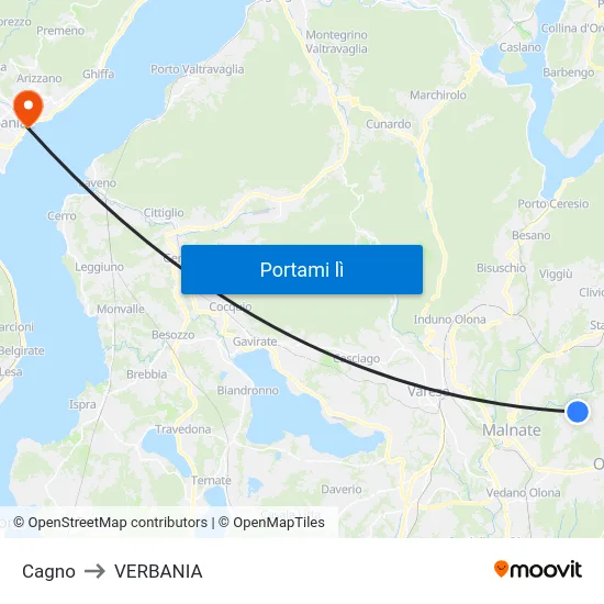 Cagno to VERBANIA map