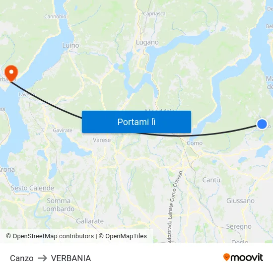 Canzo to VERBANIA map
