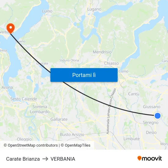 Carate Brianza to VERBANIA map