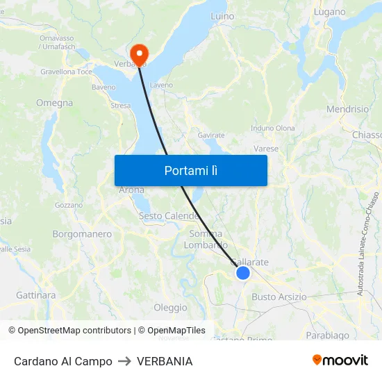 Cardano Al Campo to VERBANIA map