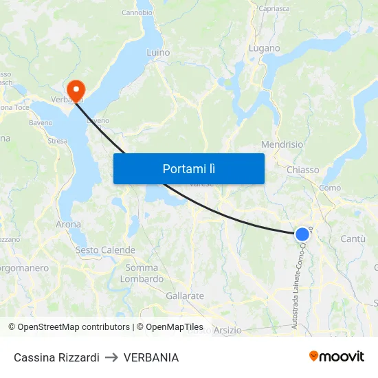 Cassina Rizzardi to VERBANIA map