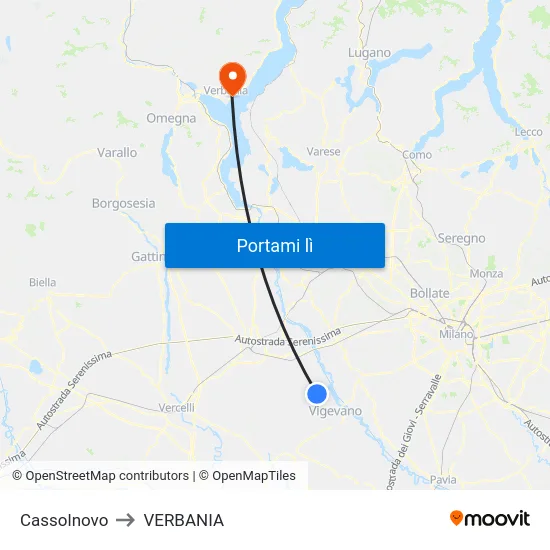 Cassolnovo to VERBANIA map