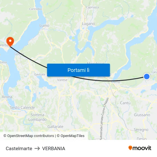 Castelmarte to VERBANIA map
