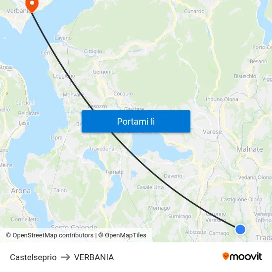 Castelseprio to VERBANIA map