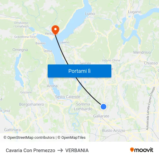 Cavaria Con Premezzo to VERBANIA map