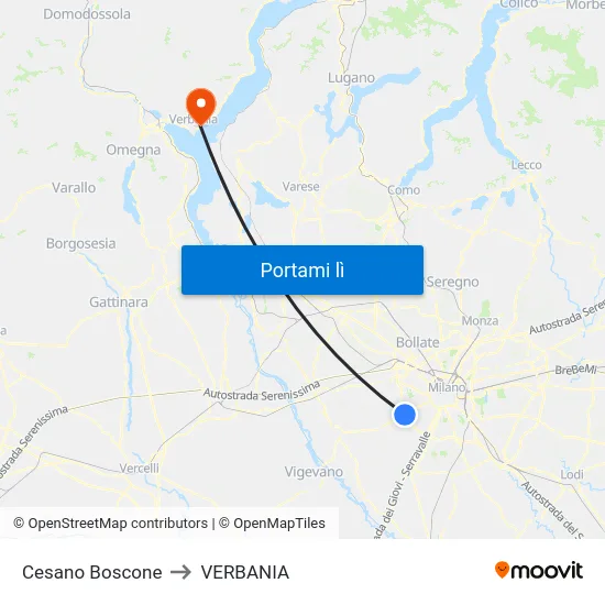 Cesano Boscone to VERBANIA map