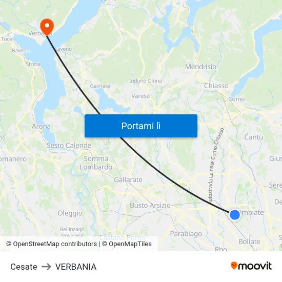 Cesate to VERBANIA map