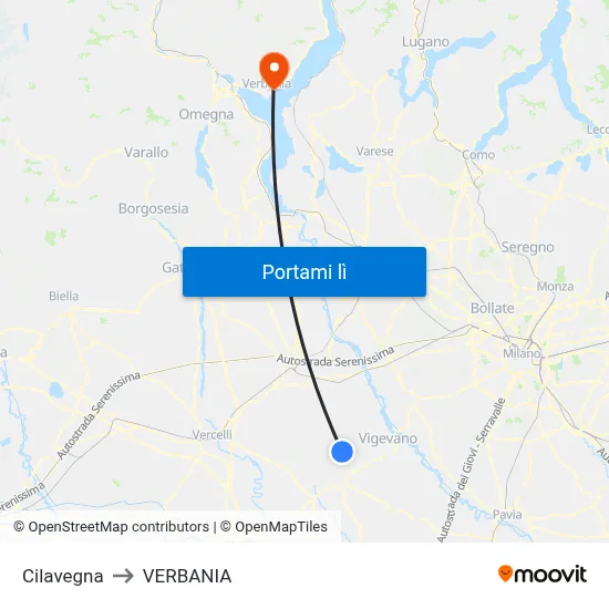 Cilavegna to VERBANIA map