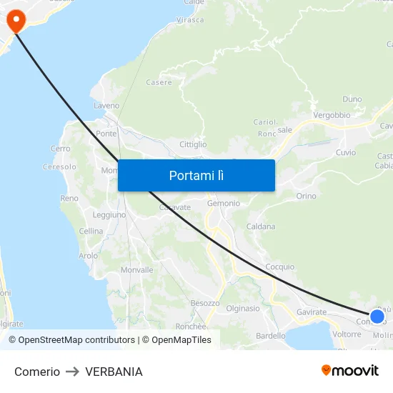 Comerio to VERBANIA map