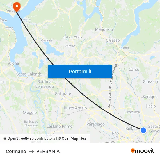 Cormano to VERBANIA map