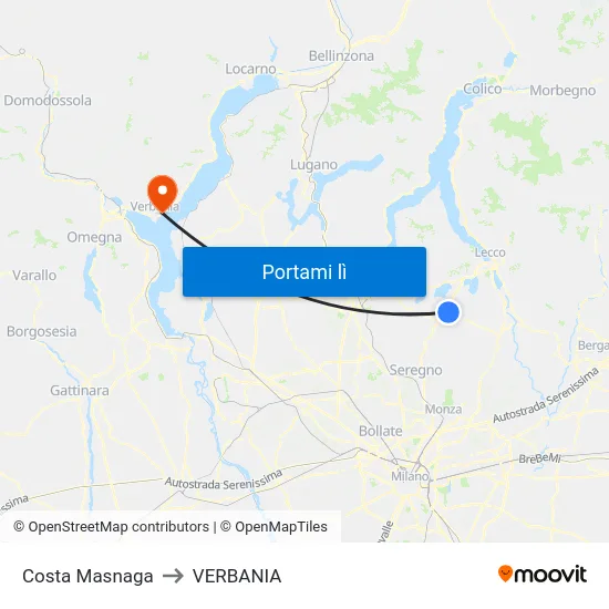 Costa Masnaga to VERBANIA map