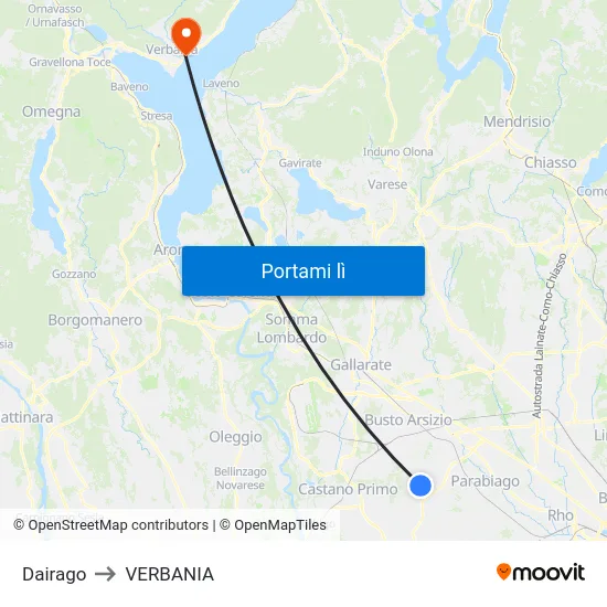 Dairago to VERBANIA map