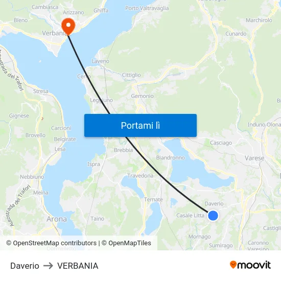 Daverio to VERBANIA map